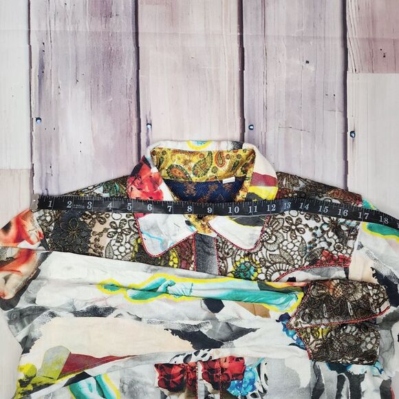 Robert Graham Limited Womens XL Sculpture Shirt Linen Blend Gold Emb Abstract‎ - Picture 13 of 14